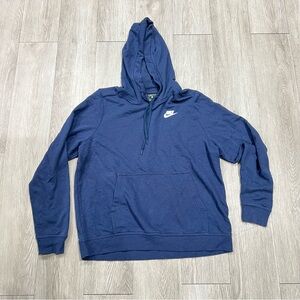 Nike Men's Club Fleece Thin Lightweight Pullover Hoodie Navy Blue Size Large